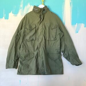 Vintage 1960s US Military M-65 Hooded Field Jacket Medium Army OG-107 No Liner
